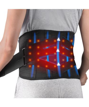 Heated Back Brace For Lower Back Pain Relief Men Women Lumbar Support Heating Compression Waist Support Belt With Rechargeable Heating Pad To Protect Waist (Color : Black Size : Large(41'-49')) Large(41'-49') Black