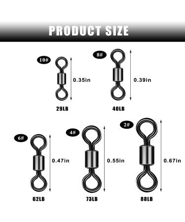 Fishing Rolling Barrel Swivels 500pcs Stainless Steel - Terminal Tackle for Saltwater/Freshwater - Size 30-97Lbs - Buy Online on GoSupps.com