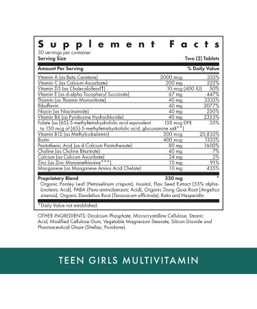 MICHAEL'S Teen Girls Multivitamin - 60 Vegetarian Tablets - B Complex Vitamins & Female Herbal Blend - Kosher - 30 Servings - Buy Online on GoSupps.com