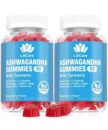 2 Pack Ashwagandha Gummies, 2000mg Organic Ashwa Root Extract Supplement for Women & Men - 120 Count 60 Count (Pack of 2)