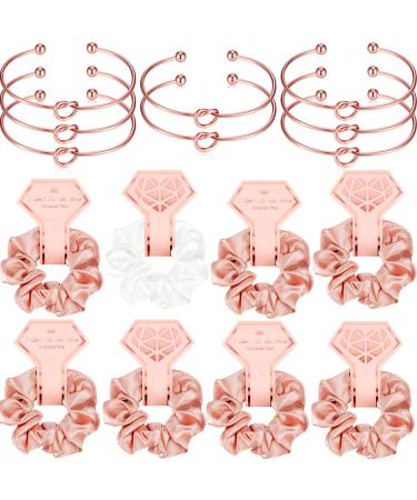8 Pieces Satin Hair Scrunchies Bridal Shower Scrunchy Hairbands Bachelorette and 8 Pieces Bridesmaid Bracelets with I Can't Tie The Knot Without You Bridesmaid Cards (Rose Gold  White) - Buy Online on GoSupps.com