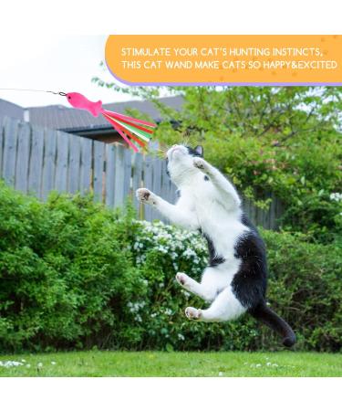 Nobleza Cat Feather Toys - Interactive Cat Toy with Retractable Wands and Bell - 12 PCS Refills Included - Buy Online on GoSupps.com
