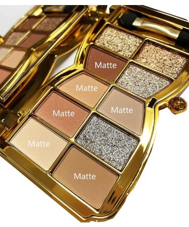 UIFCB Glitter Eyeshadow Palette - 10 Sparkling Colors | Highly Pigmented & Long Lasting Makeup Set | Gold - Buy Online on GoSupps.com