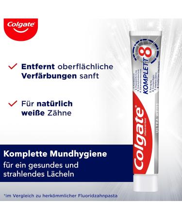 Colgate Complete Ultra White Toothpaste 12x75ml - Gentle Discoloration Removal & All-Round Protection for Healthy Teeth - Natural Tooth Whitening - Buy Online on GoSupps.com