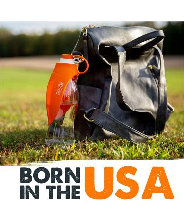 Mighty Paw 20 oz Travel Dog Water Bottle | BPA-Free Silicone Portable Drinking Dispenser for Outdoors, Camping, Walking & Hiking - Leak-Proof Waterbottle with Built-in Bowl - Orange - Buy Online on GoSupps.com