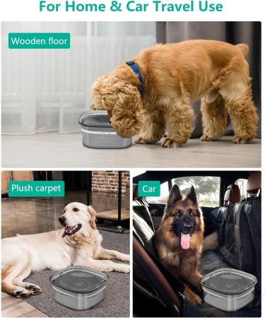 Pettom 2L Leakproof Dog Water Bowl | Non-Slip Travel-Friendly Design for Dogs | Antilabber & Large Black Pet Dispenser - Buy Online on GoSupps.com