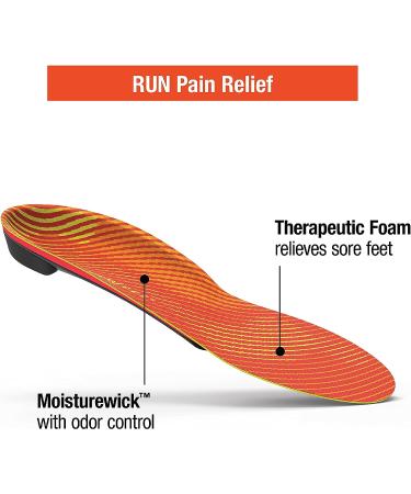 Superfeet Run Pain Relief Insoles - Arch Support for Plantar Fasciitis - Tangerine - Size 9.5-11 Men / 10.5-12 Women - Buy Online on GoSupps.com