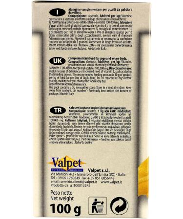 GLOBAL LUXURY MANAGEMENT Raff Vitamina E Polvere for Birds 100g Powdered Vitamin E Supplement for Canary Food and Finch Birds Supports Singing Fertility Breeding Preparation & Mating Behavior - Buy Online on GoSupps.com