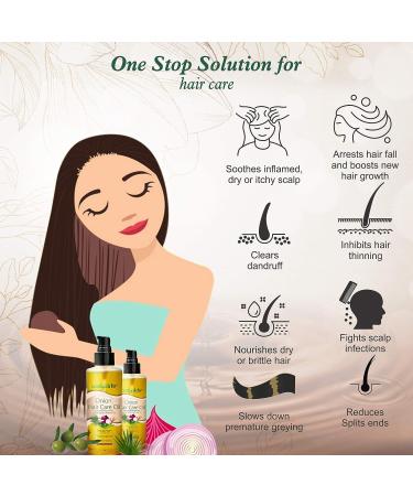 AADYA LIFE Onion Hair Care Oil 200ml - Organic Oil for Hair Growth with Saw Palmetto, Black Seed & Argan Oil - Promotes Gorgeous, Healthy, Shiny Hair - 6.76 Fl Oz - Buy Online on GoSupps.com