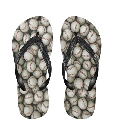 Mnsruu sport ball baseball funny flop flops flip sandals home slippers hotel spa bedroom travel for men women Large multicolored