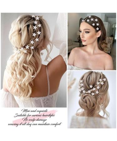 Shop Merkur White Flower Hair Clips - 10 Mini Rhinestone-Metal Wedding Accessories for Women & Girls - Buy Online on GoSupps.com