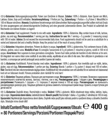 Weider L-Glutamine 100% Pure Amino Acid Powder - 400g Tasteless & Additive-Free - 80 Portions for Bodybuilding & Fitness - Buy Online on GoSupps.com
