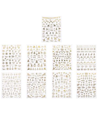 9 Sheets Nail Art Stickers Christmas Nail Sequins Christmas Transfers Sticker Christmas Nail Glitter Nail Art Decoration Cartoon Stickers Cartoon Nail Decals 3d Nail Stickers Flash