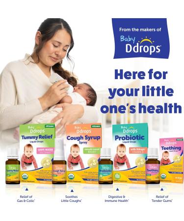 Ddrops Baby Tummy Relief Liquid Drops - Organic Gripe Water for Gas Colic & Fussiness in Newborns - Herbal Formula 120 Drops - Buy Online on GoSupps.com