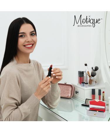 Motique Accessories Small Polka Dot Lipstick Case with Mirror - Stylish Ladies Purse Holder in Brown - Buy Online on GoSupps.com