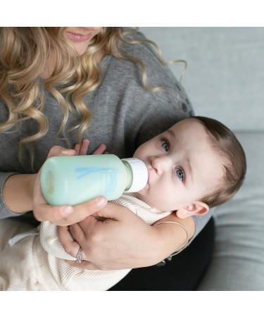 Dr. Brown's Options+ Glass Baby Bottle Sleeve - 100% Silicone, 4 oz Narrow, Mint - 1 Count - Buy Online on GoSupps.com