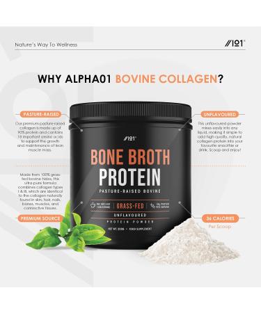 Grass-Fed Bone Broth Beef Protein Powder - 200g | Unflavoured | Paleo & Keto Certified | Halal Kosher | 100% Pasture Raised Bovine - Buy Online on GoSupps.com