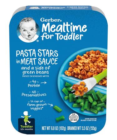 Gerber Pasta Stars in Meat Sauce & Green Beans - 12+ Months | 6.8 oz Baby Food - Buy Online on GoSupps.com