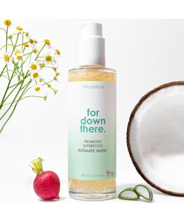 WildMint Probiotic Intimate Wash for down there | Natural Feminine Wash for Shaving Period & Hygiene | pH Balanced & Fragrance-Free for Sensitive Skin | UK Made Vegan & Cruelty-Free Skincare | 200ml