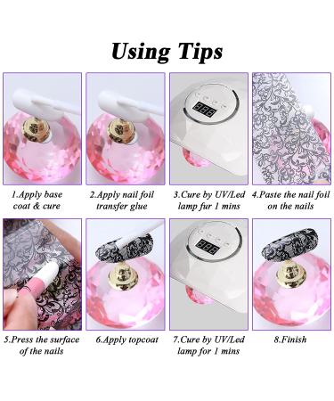 Duufin 200 Sheets Nail Foils - Laser Flower & Starry Sky Transfer Stickers for DIY Nail Art - Buy Online on GoSupps.com