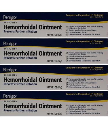 Hemorrhoidal Pain Relief Ointment Generic for Preparation H for Fast Relieves of Internal and External Hemorrhoid Symptoms 2 oz. Per Tube Pack of 4 Total 8 oz.
