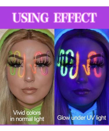 UV Neon Blacklight Body Paint Set with Brushes - Vibrant Neon Colors for Christmas Parties Dance Events & Art Projects - Long-Lasting Glow Under Blacklight - Buy Online on GoSupps.com