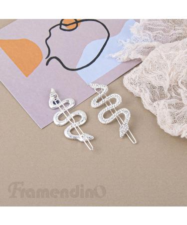 Framendino 2 Pack Silver Crystal Snake Hair Clip - Rhinestone Barrettes for Women & Girls | Metal Hairpins Accessories - Buy Online on GoSupps.com
