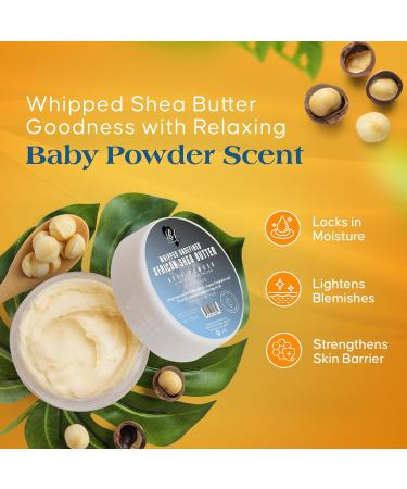 RA COSMETICS Whipped Shea Butter Baby Powder - 6oz & 100% African Shea Butter - Mango Scented Anti-Aging Moisturizer 6 Ounce - Buy Online on GoSupps.com