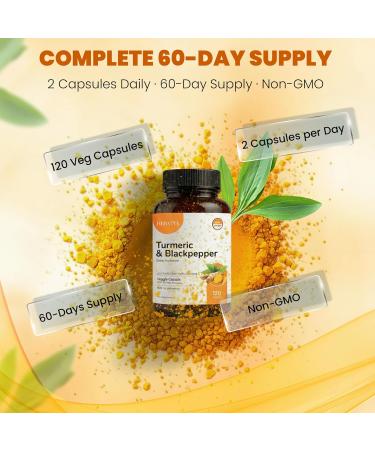 HERVIVA Turmeric Curcumin 1500mg with Black Pepper 5mg High Potency Vegan Capsules Non-GMO Gluten-Free 120 Count - Buy Online on GoSupps.com