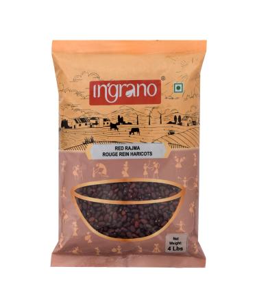 Ingrano Red Kidney Beans (Rajma) 4lbs (1.81kg) | Non-GMO | All Natural | Vegan | Gluten Free | Raj Mah