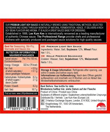Lee Kum Kee Premium Light Soy Sauce Professional Range Bulk Size Vegan 1.9 Litre (Pack of 5) - Buy Online on GoSupps.com