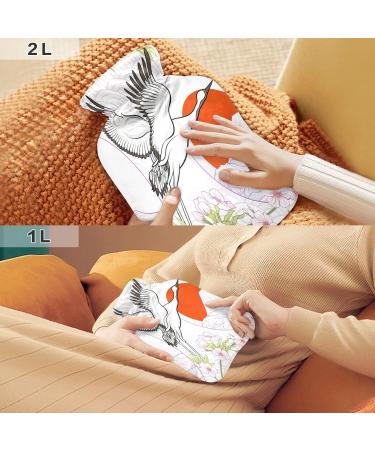 Crane & Chrysanthemum Hot Water Bottle 1L | BPA Free Pain Relief Bag for Bed Hands & Feet - Buy Online on GoSupps.com