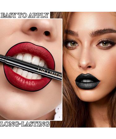 3 Pcs Waterproof Lip Liner & Lipstick Set - Long Lasting Gothic Matte Liquid Lipstick & Velvet Nude Lip Gloss for Halloween Makeup - Buy Online on GoSupps.com
