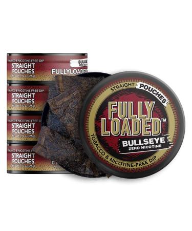 Fully Loaded Chew Tobacco and Nicotine Free Straight Bullseye Pouches Authentic Flavor, Chewing Alternative-5 Cans