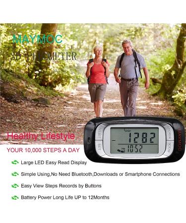 MAYMOC 3D Pedometer for Walking - Track Steps, Miles/Km, Calories & Activity Time - Clip on Step Counter with Large Display for Women and Men - Buy Online on GoSupps.com