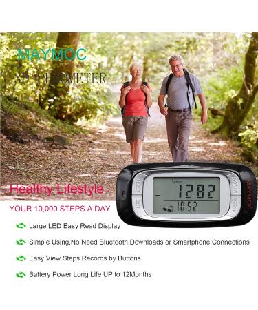Maymoc 3D Slipstellers - Accurate Pedometer for Steps Miles Calories & Activity Time | Large Display for Men & Women - Perfect for International Shipping - Buy Online on GoSupps.com