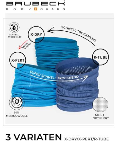 Brubeck Schluchtuch for Women Men & Children | X-Pert X-Dry R-Tube | Multifunctional Cloth with & without Merino Wool | S-M X-Pert Blue Jeans - Buy Online on GoSupps.com
