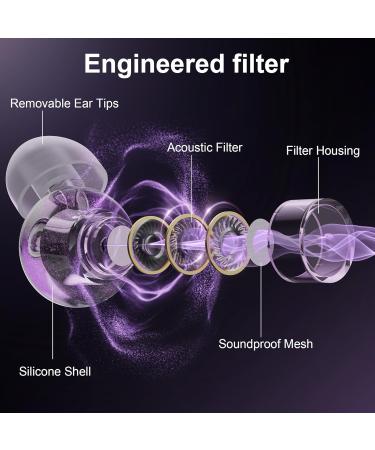 High Fidelity Ear Plugs for Concerts - Reusable Silicone 2 Pack | Noise Cancelling Earplugs for Musicians Raves & Work | 5 Pair Ear Tips (S/M/L) - Purple - Buy Online on GoSupps.com