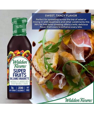 Walden Farms Super Fruits Balsamic Vinaigrette Dressing 12 oz - 2 Pack | Sugar-Free, 0g Net Carbs, Sweet & Tangy Salad Topper - Buy Online on GoSupps.com