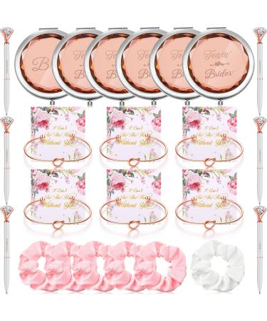 30 pieces of the bridesmaid marriage application gift set 6 bride makeup mirror and 6 bridesmaid lovely knot bracelets 6 satin hair band 6 diamond pen with 6 cards for bride shower party - Buy Online on GoSupps.com