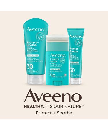 Aveeno Protect + Soothe Mineral Sunscreen Lotion SPF 30 - Fragrance-Free - 3.0 fl. oz - Water-Resistant UVA/UVB Protection for Sensitive Skin - Buy Online on GoSupps.com