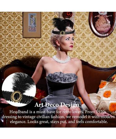 WLLHYF 1920s Headbands for Women Black Feather Hairband Rhinestone Crystal Flapper Headpiece 20s Vintage Beaded Leaf Hairband Hair Valentines Accessory for Girls Costume Party (Black Crystal) - Buy Online on GoSupps.com