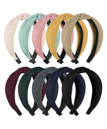 Hbselect 10stk hair tires ladies wide hair bands forehead straps dexter colors for everyday concerts party make-up thick hair 10stk colors b