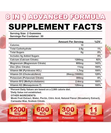 1200mg Calcium Citrate Gummies - Chewable Calcium Gummies for Bone, Muscle, Teeth, Immune Support, High Absorption Calcium Supplements for Women & Men Sugar Free Strawberry Flavor 120 Count Strawberry 60 Count (Pack of 2) - Buy Online on GoSupps.com