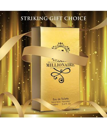 Millionaire Eau De Toilette for Men Citrus Woody & Spicy Blend Top Notes of Orange & Grapefruit with Mint - Base Notes of Amber Leather & Patchouli - Vegan & Cruelty-Free - Elegant 100ml Bottle - Buy Online on GoSupps.com