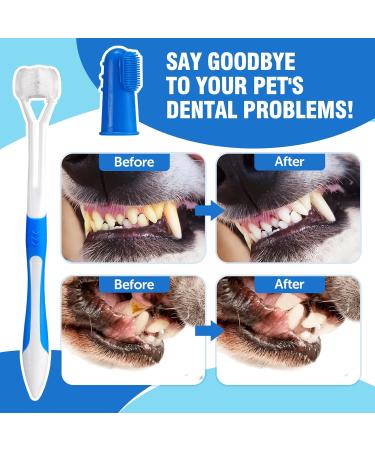 Pawsitive Vibes Dog Toothbrush Set - 3-Sided Silicone Toothbrush for Dogs Cats & Puppies - Easy & Safe Cleaning - Buy Online on GoSupps.com