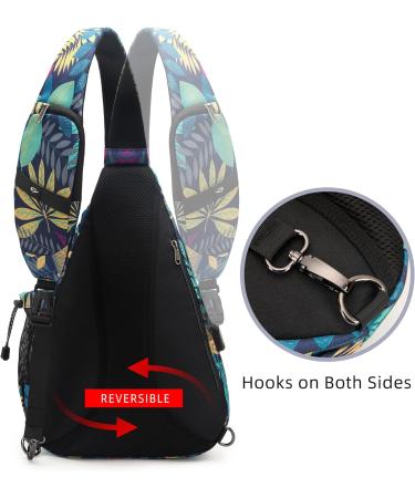 TurnWay Water-Proof Sling Bag with USB Charging Port - Ideal for Travel, Hiking, Cycling, Camping | Palma Leaf Pattern - Buy Online on GoSupps.com