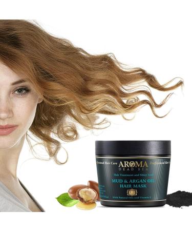 AROMA DEAD SEA Black Mud & Argan Oil Hair Mask | Intense Hydration & Nourishment for Dry Damaged Hair | Revitalize Strengthen Restore Shine - Buy Online on GoSupps.com