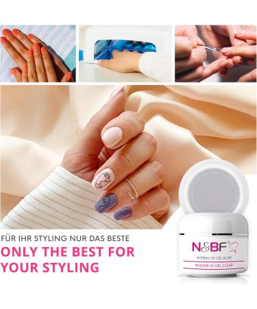 NAILSFACTORY N&BF UV building gel clear 30 ml highquality professional builder gel medium viscosity sculping gel for modeling gel nails professional nail gel acidfree and selfsmoothing - Buy Online on GoSupps.com