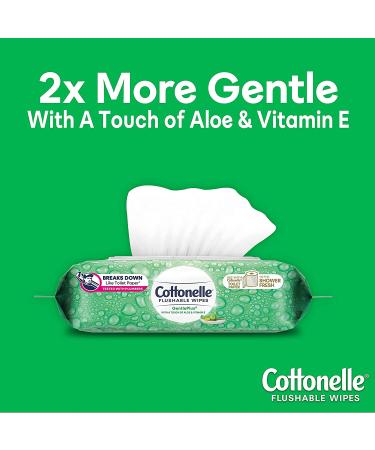 Cottonelle GentlePlus Flushable Wet Wipes with Aloe & Vitamin E - 252 Total Wipes, 6 Packs Adult Wet Wipes - Buy Online on GoSupps.com